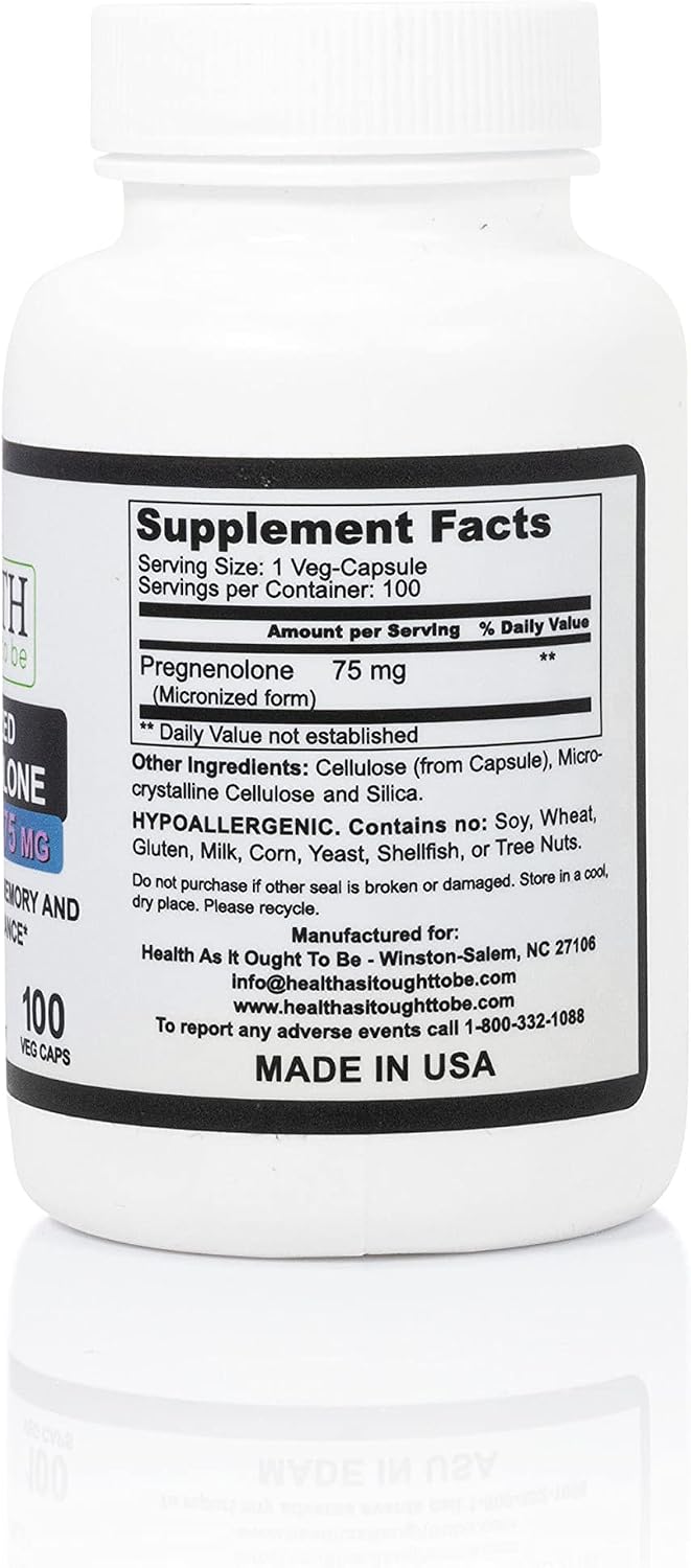 Pregnenolone 75mg Supplement – Micronised, 100 Capsules - görsel 2