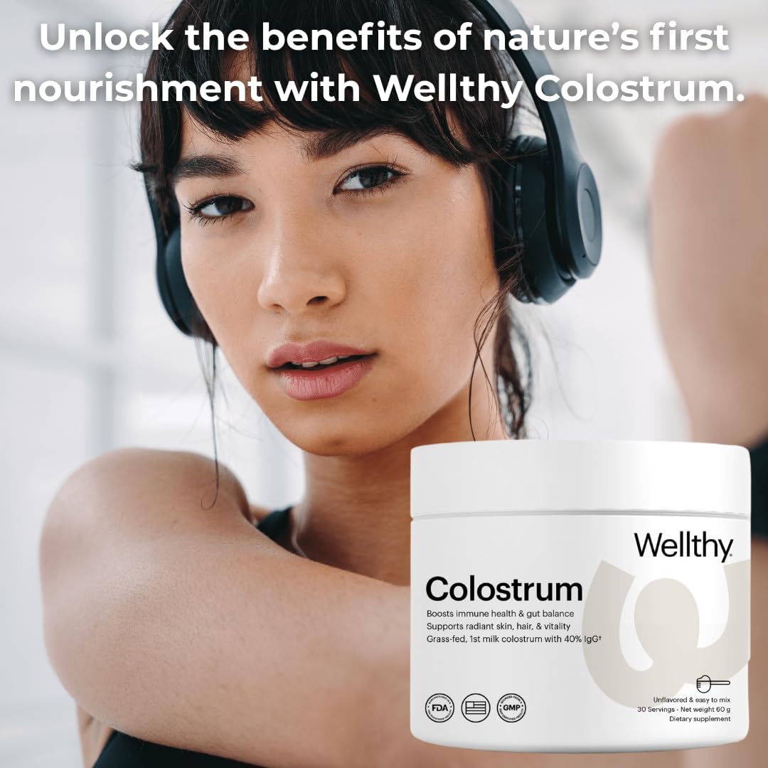 Wellthy Colostrum Powder – Grass-Fed, 40% IgG – Immune, Gut & Skin Support – 30 Servings - görsel 2