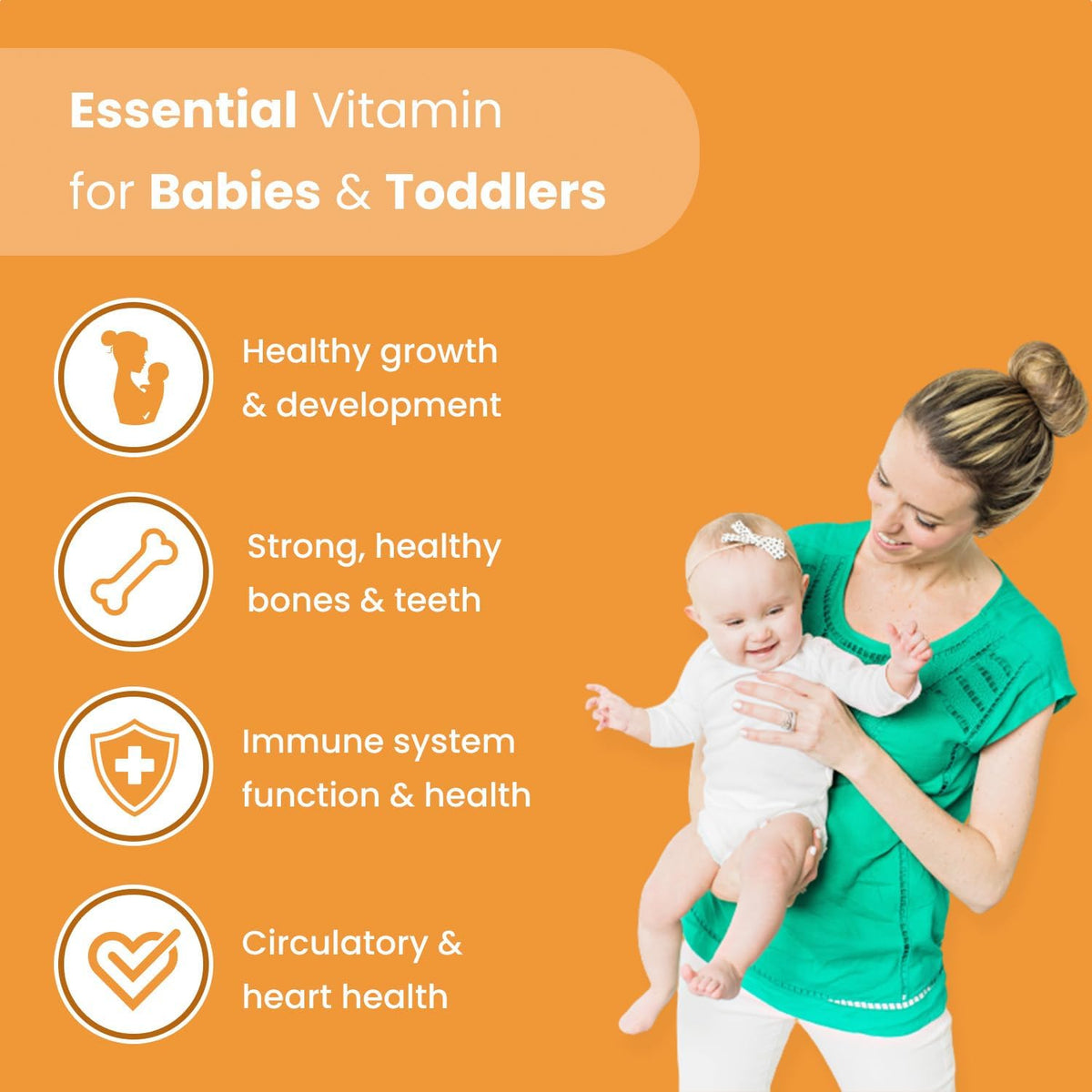 Mother's Promise Organic Baby Vitamin D Drops | 100% Plant Based | Healthy Growth & Bone Development | Age New-born+ | 180 Servings | Baby Vitamin D3 Liquid for Infants & Toddlers | 400 IU for Babies - görsel 3