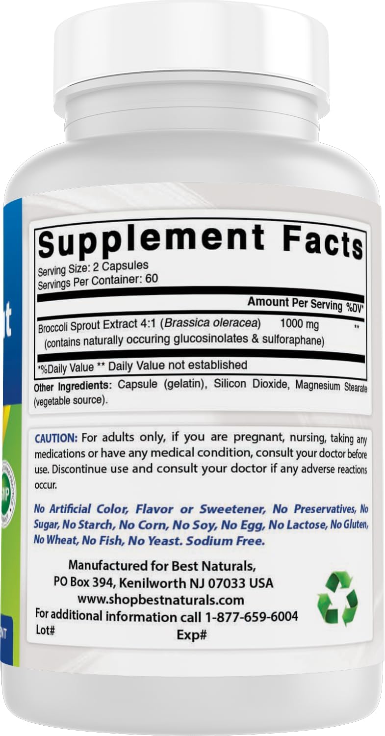 Best Naturals Broccoli Sprouts Extract, 1000 mg, 120 Capsules - görsel 6