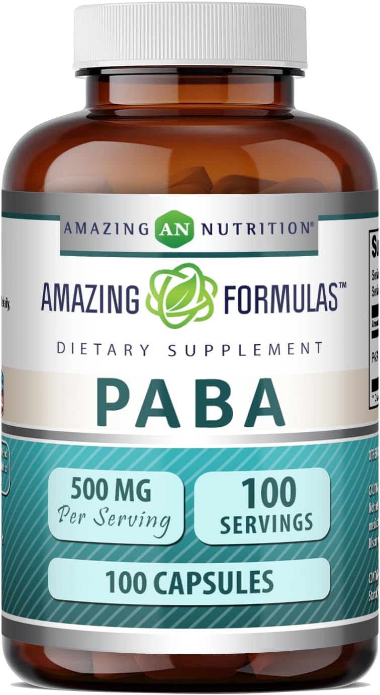 Amazing Formulae PABA 500 mg Food Supplement | Non-GMO | Gluten-Free | Made in USA (100 Capsules) - görsel 1