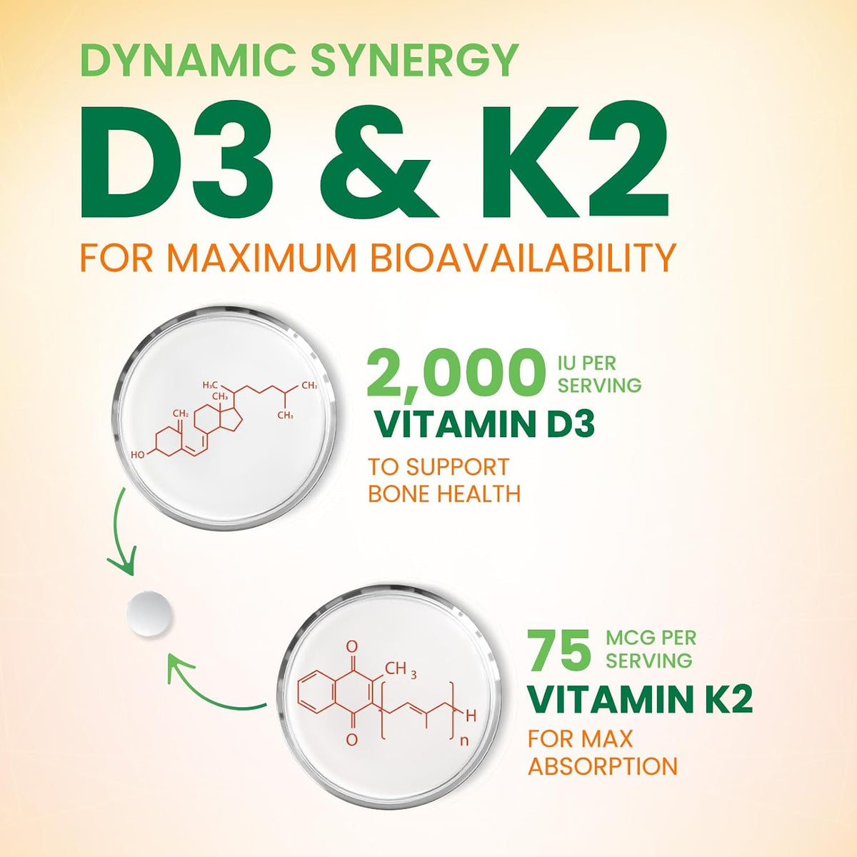 Nature's Nutrition Vitamin D3 K2 Chewable - 2000 IU D3 + 75 mcg MK-7 - Berry Flavour - 60 Tablets - görsel 3
