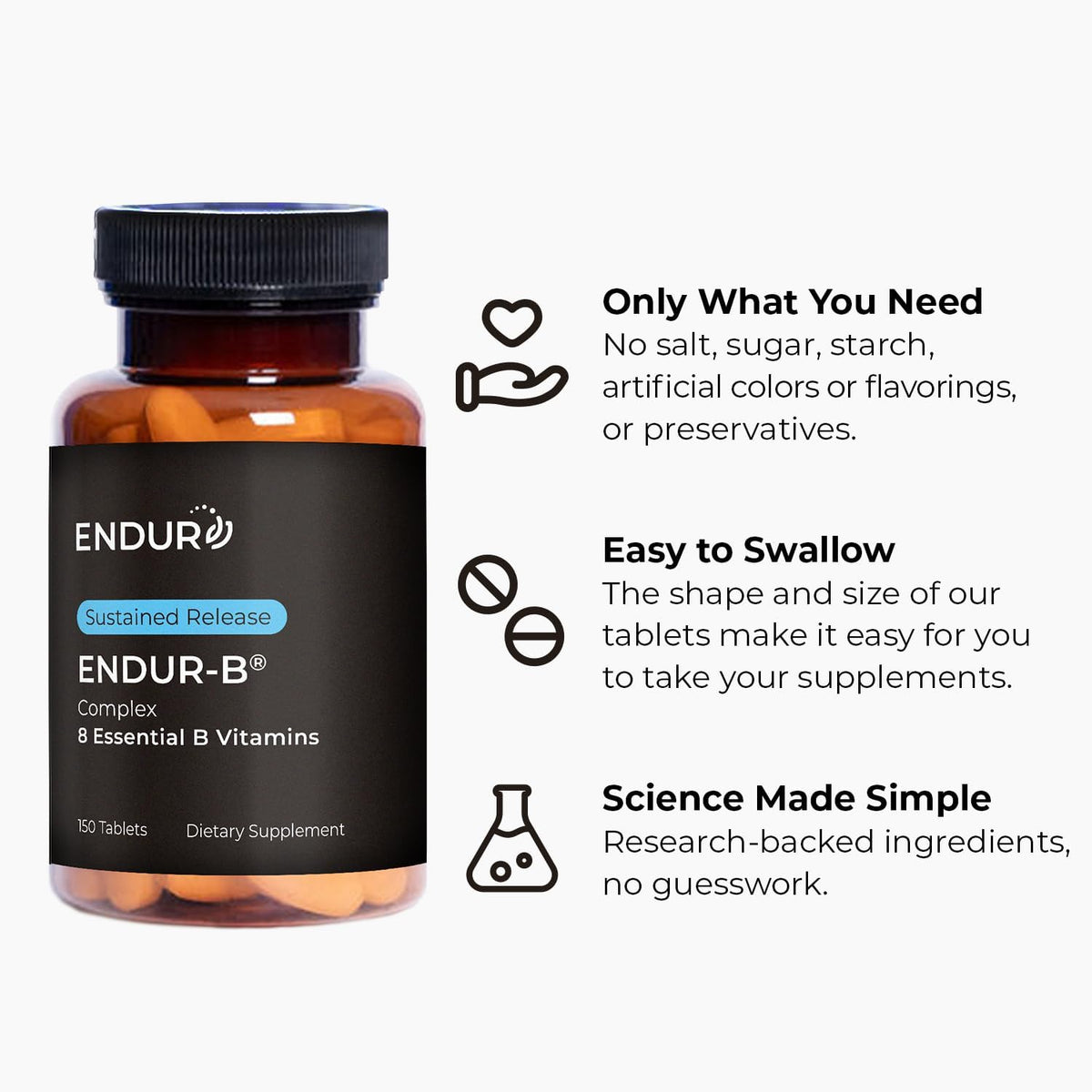 ENDUR-B Complex SR (Sustained Release) B Vitamins - 150 Tablets - görsel 5