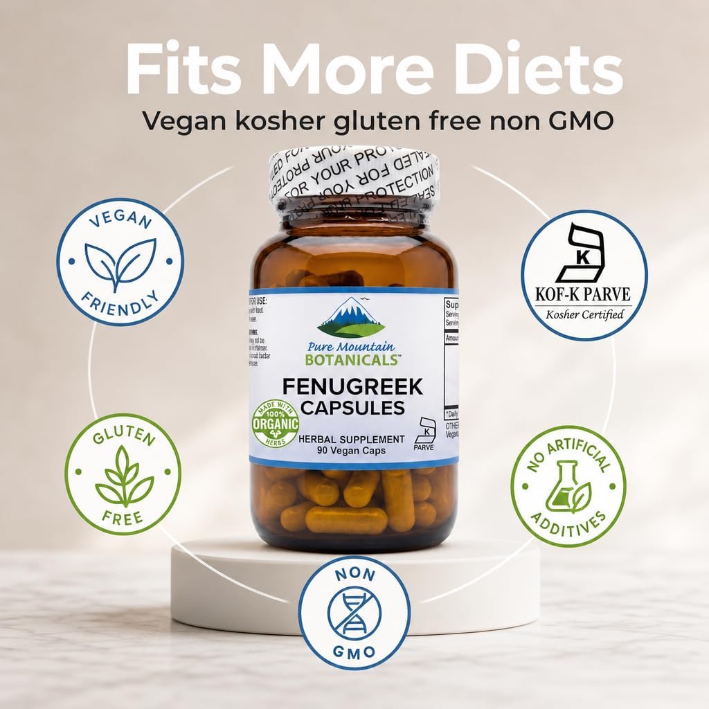 Pure Mountain Botanicals Organic Fenugreek Capsules 600mg - 90 Vegan Capsules - görsel 4