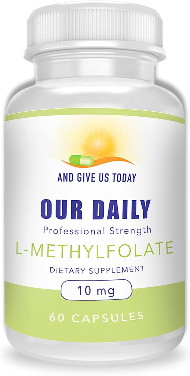 Daily Vites L-Methylfolate Supplement – 10 mg (10,000 mcg) – 5-MTHF Active Folate Capsules – 2 Month Supply - görsel 1
