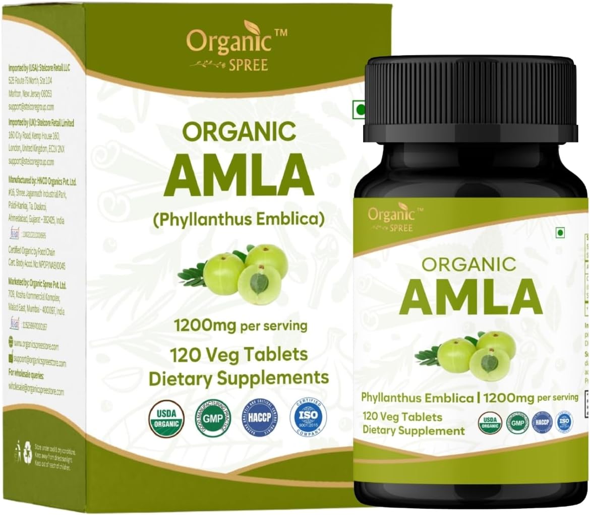 ORGANIC SPREE Amla Tablets - 1200mg Organic Indian Gooseberry - Supports Immune System - 120 Tablets (Pack of 3) - görsel 9
