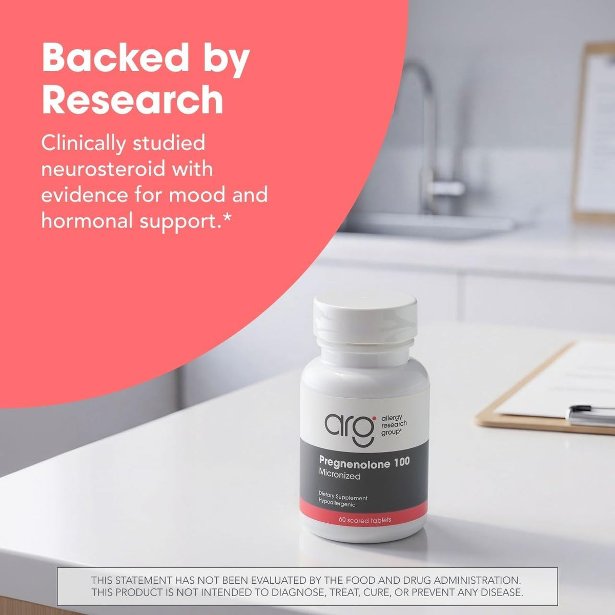 Allergy Research Group ARG Pregnenolone 100 mg – Micronised Hormone Precursor Support – Highly Bioavailable – Hypoallergenic – 60 Tablets - görsel 5