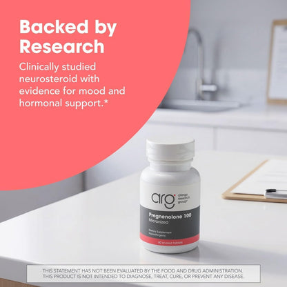 Allergy Research Group ARG Pregnenolone 100 mg – Micronised Hormone Precursor Support – Highly Bioavailable – Hypoallergenic – 60 Tablets