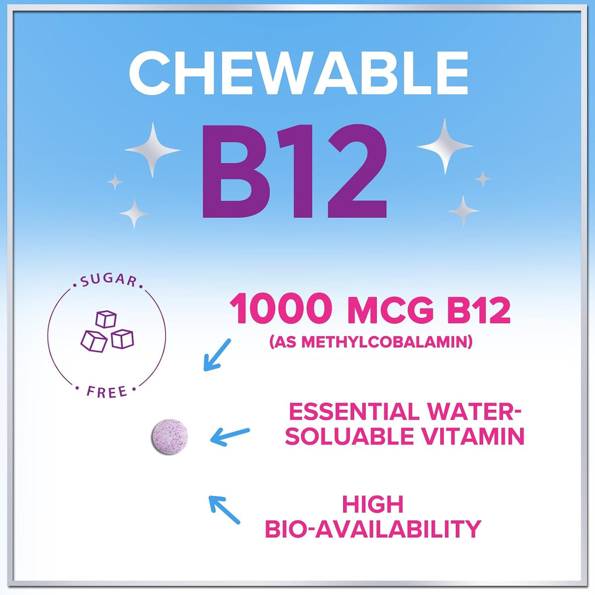 Vitamin B12 1000 mcg Chewable Tablets - B12 Complex for Heart, Nerve & Energy Support - 60 Tablets - görsel 3