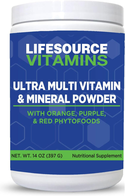 LifeSource Vitamins Ultra Multi Vitamin & Mineral Powder with Phyto Reds, Phyto Purples & Phyto Oranges – 30 Day Supply