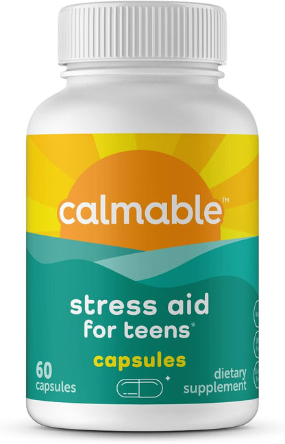 Calmable Stress Relief Aid for Teens - Vitamin B6, L-Theanine & Ashwagandha - Vegan Food Supplement - 60 Capsules