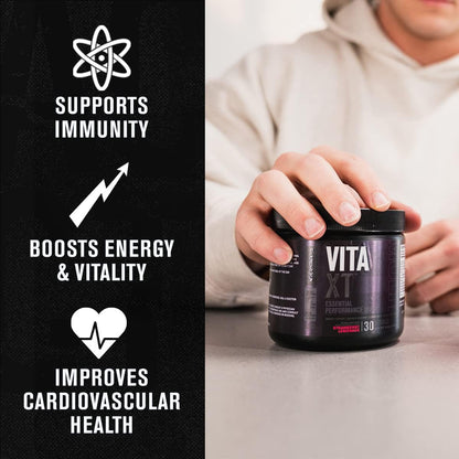Jacked Factory Vita XT Performance Vitamin Powder - Daily Multivitamin Powder for Men with KSM-66 Ashwagandha, Prebiotic Fibre, and Essential Vitamins - Strawberry Lemonade, 30 Servings