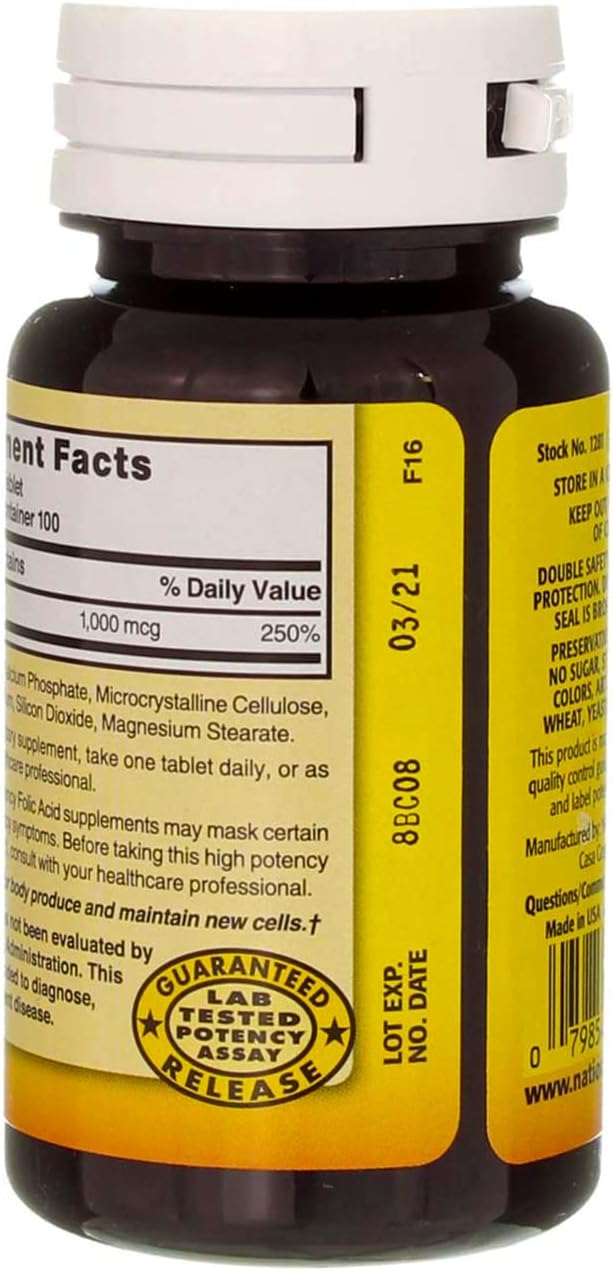 Nature's Blend Folic Acid 1000mcg Tablets, 200 Count (2-Pack) - görsel 3