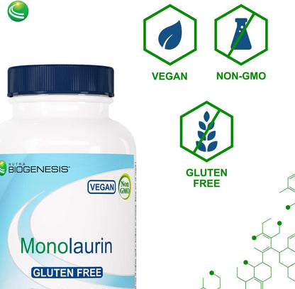 Nutra BioGenesis Monolaurin - 1000mg Vegan Capsules, 120 Capsules