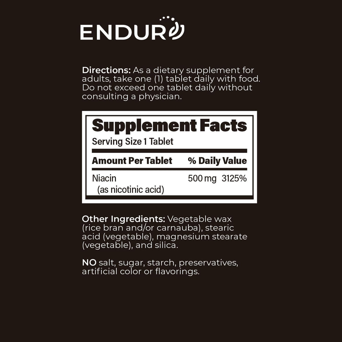 ENDUR-ACIN - Niacin (Vitamin B3) Extended-Release 500 mg, 200 Tablets - görsel 6