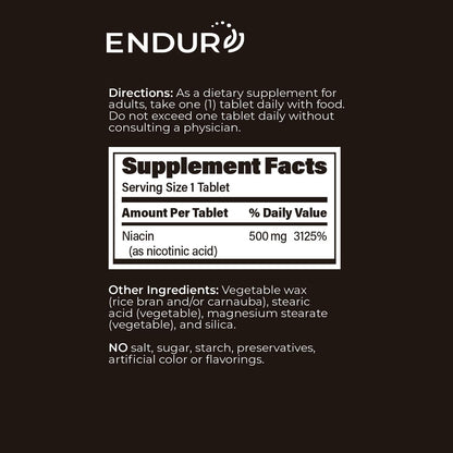 ENDUR-ACIN - Niacin (Vitamin B3) Extended-Release 500 mg, 200 Tablets