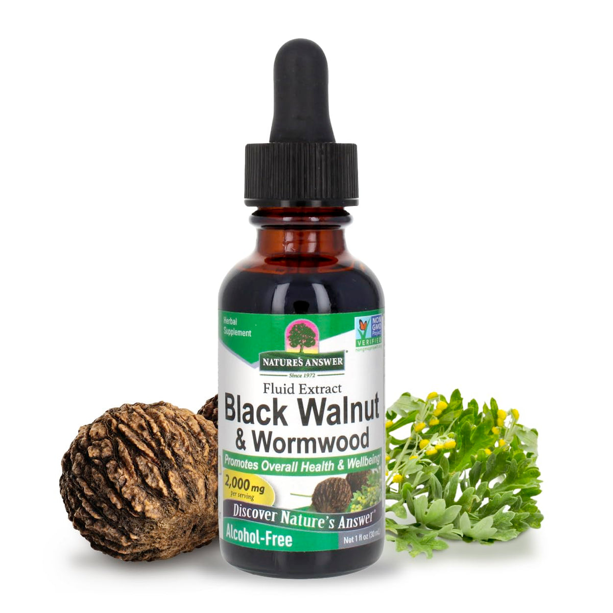 Nature's Answer Black Walnut & Wormwood Complex - Super Concentrated 2,000mg Liquid Extract - Vegan, Non-GMO, Gluten-Free - 1 fl oz (Pack of 2) - görsel 1