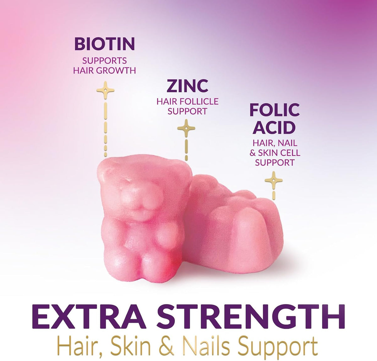 Nature's Choice Hair Support Gummies - 5000mcg Biotin with Vitamins E & C, Berry Flavour - görsel 3