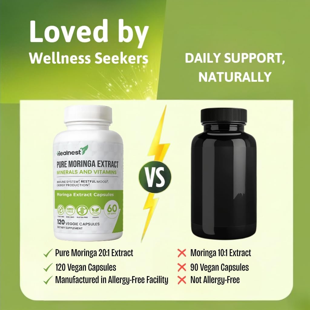 Pure Moringa Extract Capsules – 20:1 Potent Formula – Vegan Superfood Supplement – 120 Capsules - görsel 6