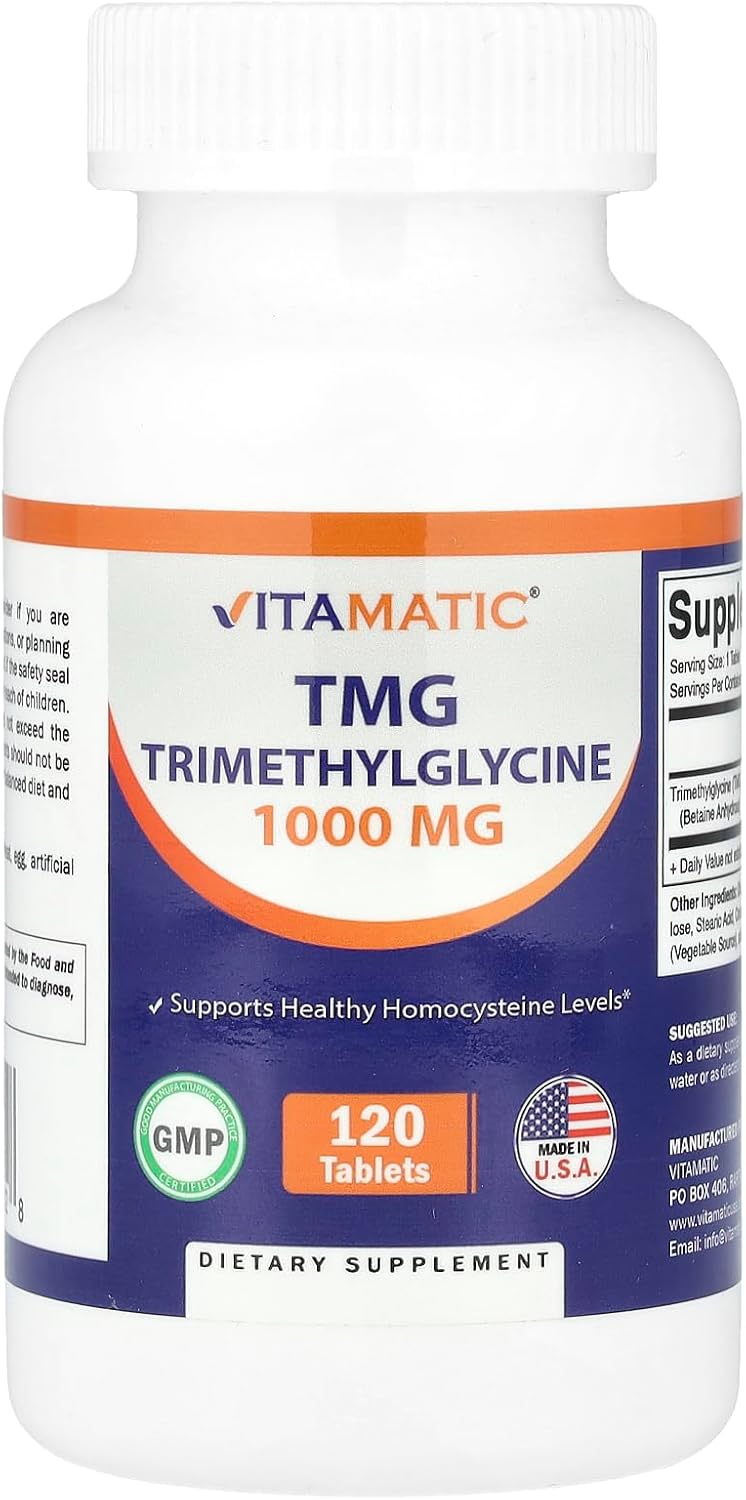 Vitamatic TMG 1000mg - Trimethylglycine (Betaine Anhydrous) - 120 Tablets - görsel 1