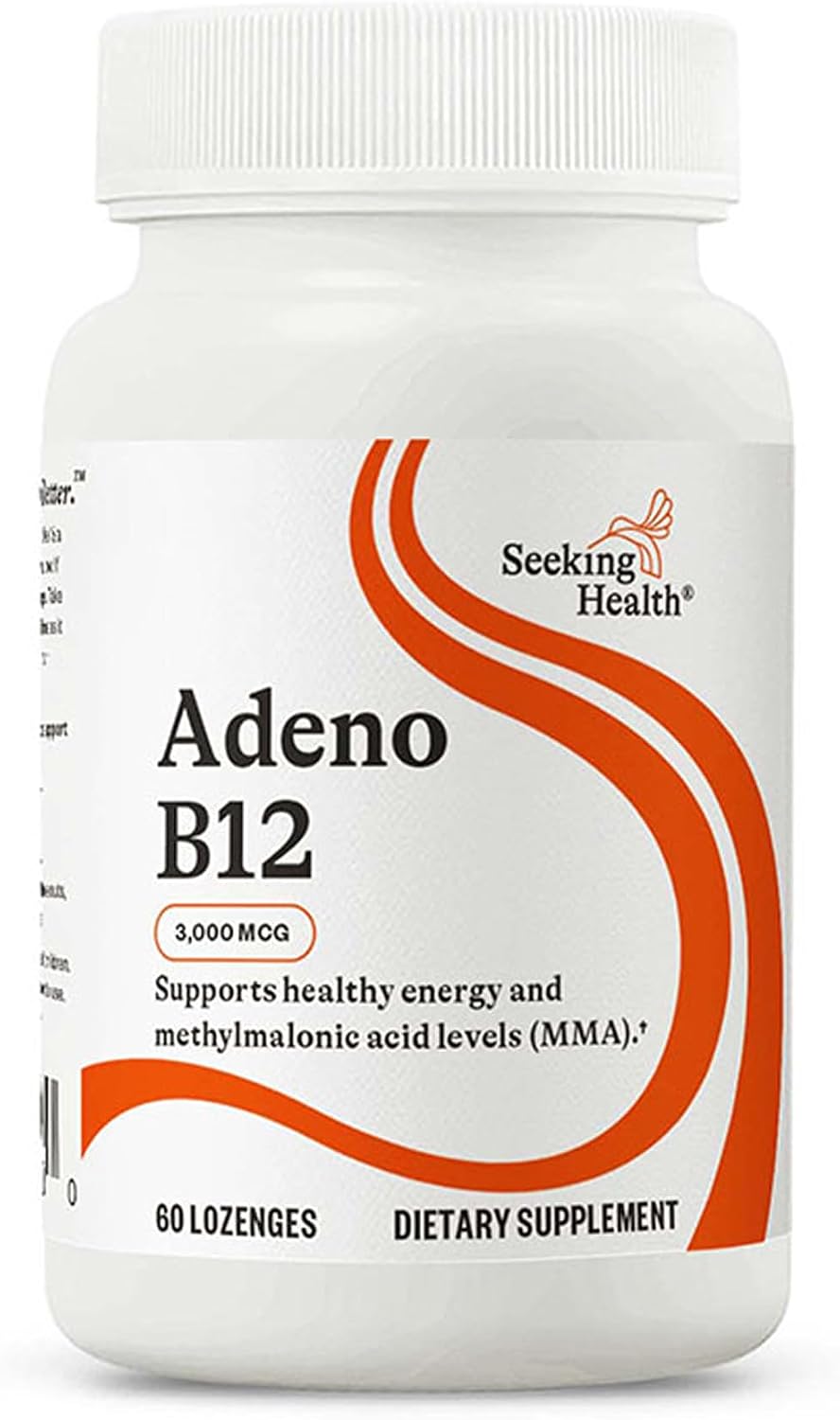 Seeking Health Adeno B12 - Vitamin B12 Supplement to Support Energy and Brain Health - Adenosylcobalamin 3000 mcg, 60 Lozenges - görsel 1