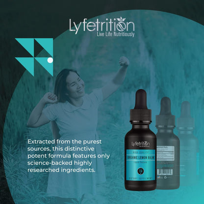 Lyfetrition Organic Lemon Balm 540 mg Liquid Extract, 118 ml (220 Servings)