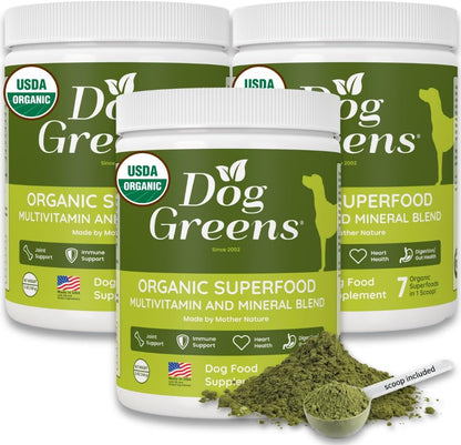Dog Greens Superfood Supplement for Dogs (12 oz / 340 g) – Organic Human-Grade Ingredients