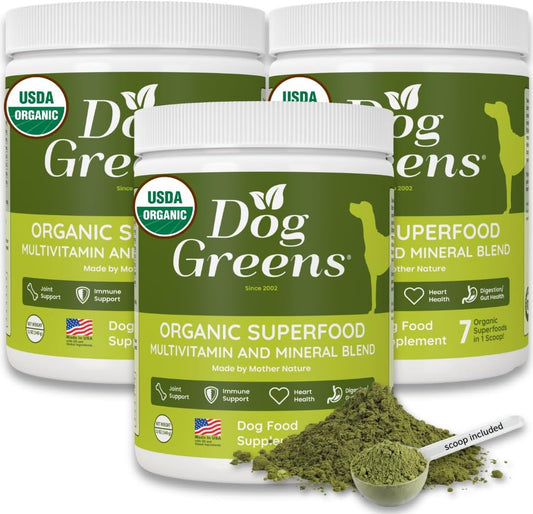 Dog Greens Superfood Supplement for Dogs (12 oz / 340 g) – Organic Human-Grade Ingredients