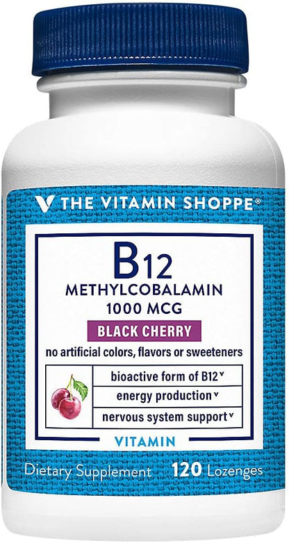 Vitamin B12 Methylcobalamin 1000mcg Lozenges - Black Cherry - 60 Lozenges