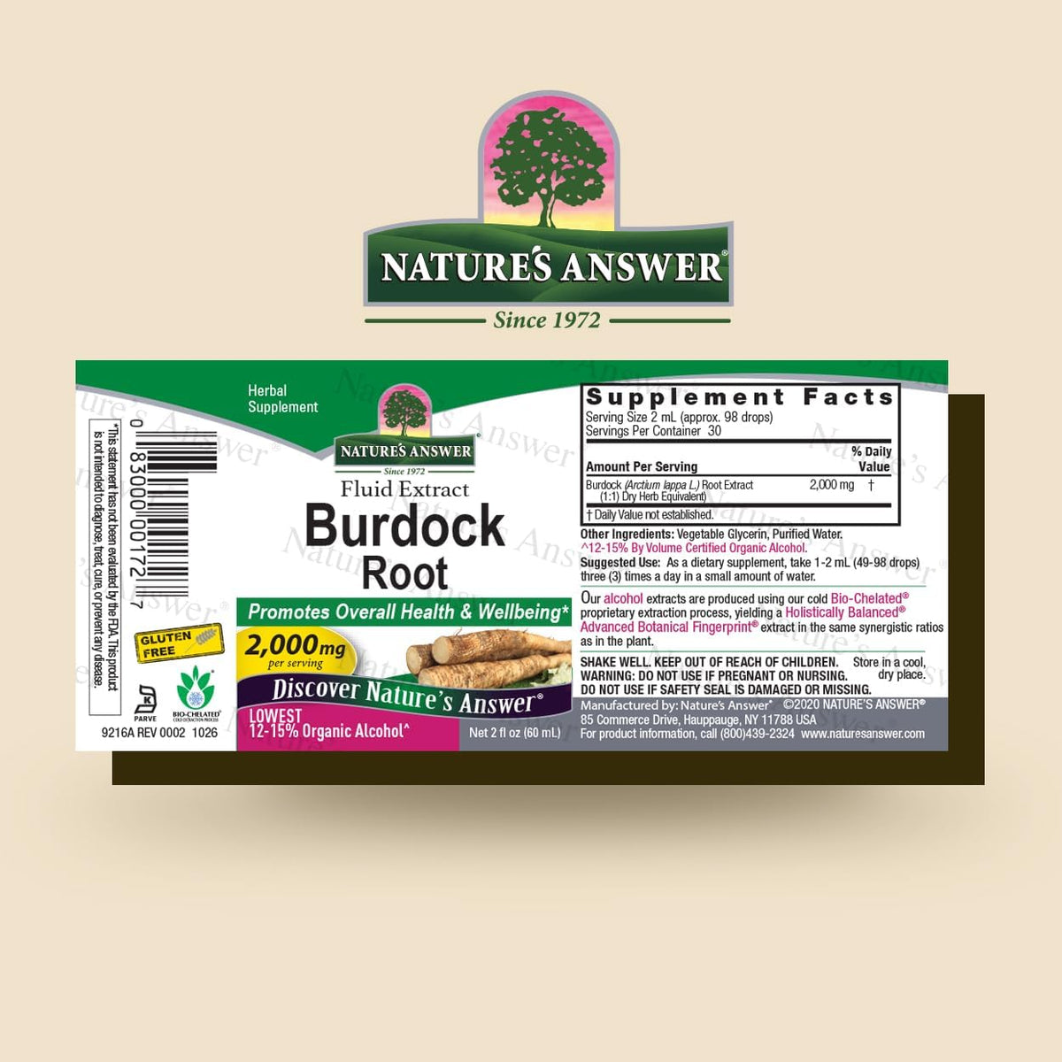Nature's Answer Burdock Root Herbal Supplement - Super Concentrated, Low Alcohol, Gluten-Free - 60 ml - görsel 2