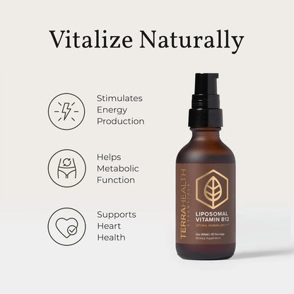 Terra Health Essentials - Liposomal Vitamin B12 | Support for Energy, Mood, Memory & Immune System (30-Day Supply)