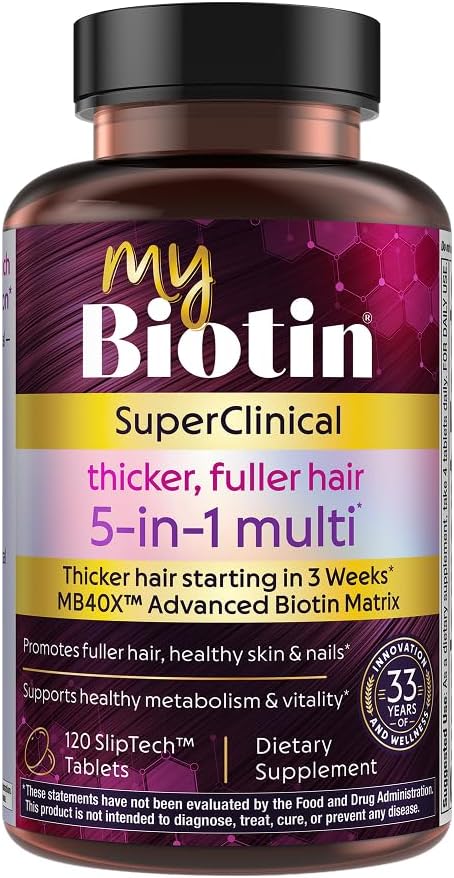 Purity Products MyBiotin SuperClinical Multivitamin for Women – 5-in-1 with MB40X Biotin (120 Tablets) - görsel 1