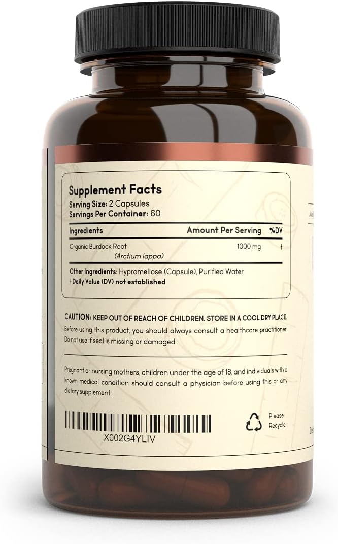 Primal Health Foods Organic Burdock Root Capsules 1000 mg – Circulation, Immune, Skin & Joint Support - görsel 7