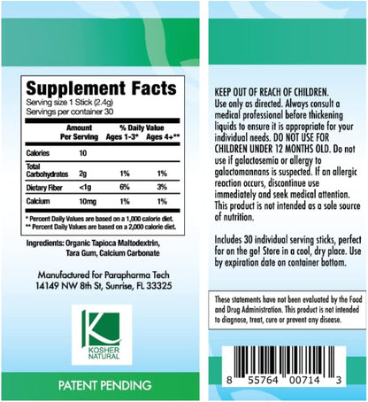 Purathick Natural Thickener - 30 Individual Serving Sachets for Hot and Cold Drinks