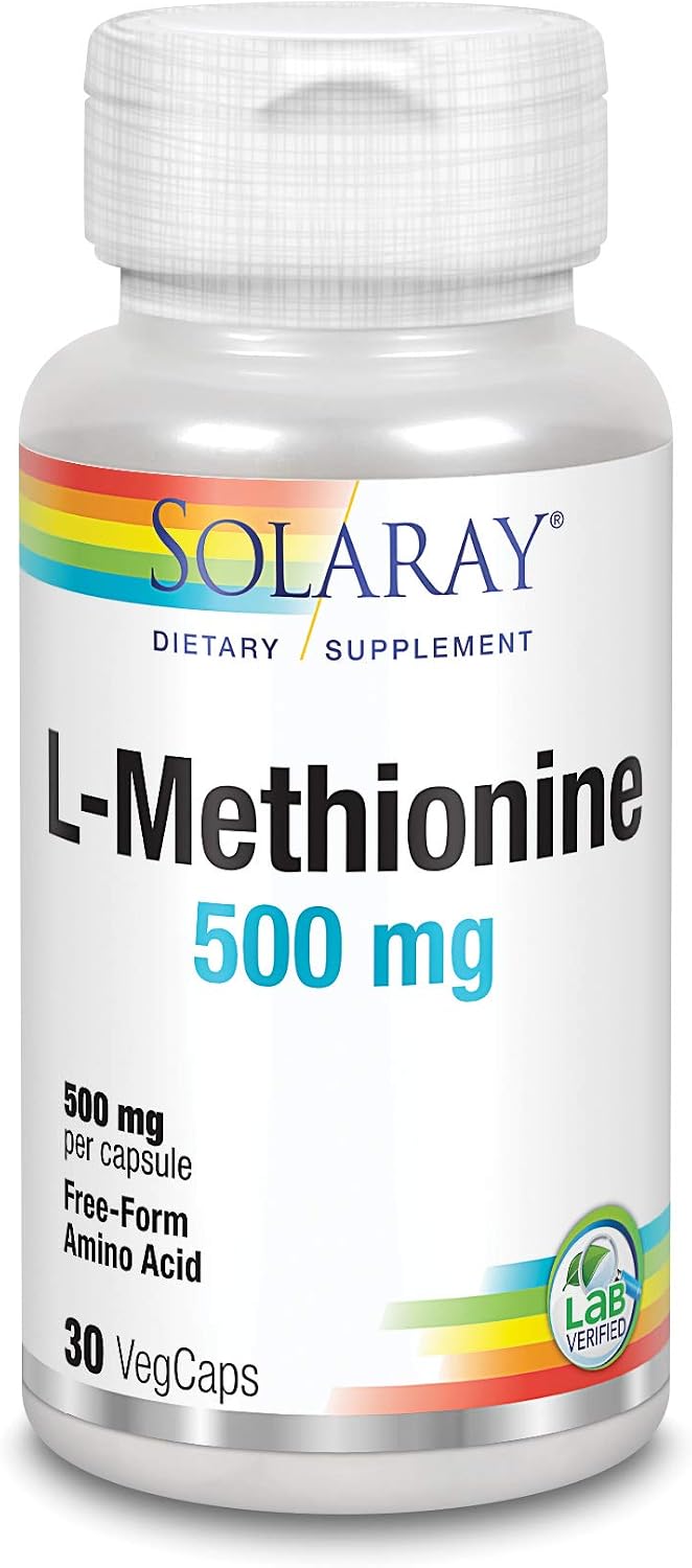 SOLARAY L-Methionine - Free Form Amino Acid - 500 mg, 30 Capsules - görsel 1