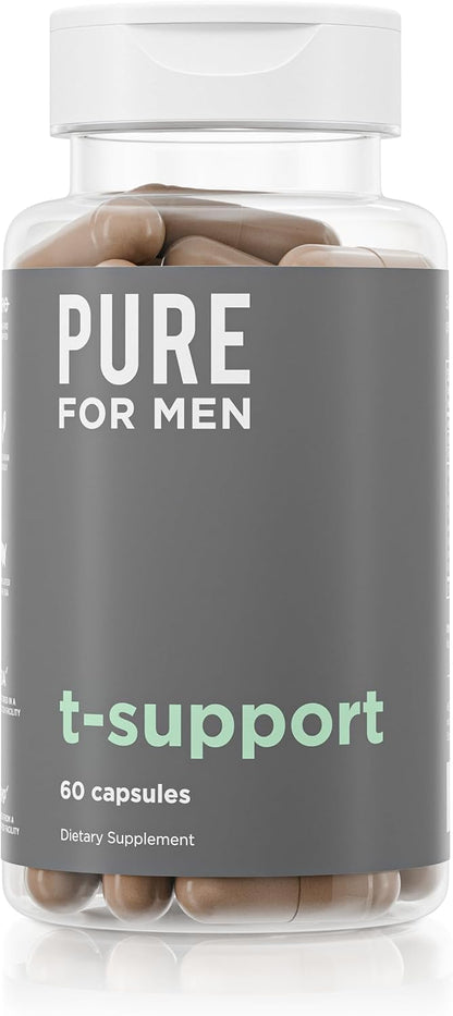 Pure for Men T-Support Supplement - Total Support for Men with Maca, Vitamin D3, and Ashwagandha, 60 Capsules
