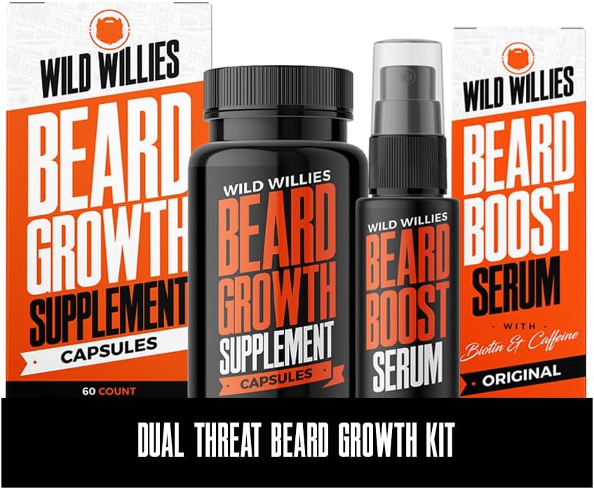 Wild Willies Beard Growth Kit - Capsules and Boosting Serum - görsel 1