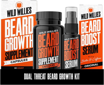 Wild Willies Beard Growth Kit - Capsules and Boosting Serum
