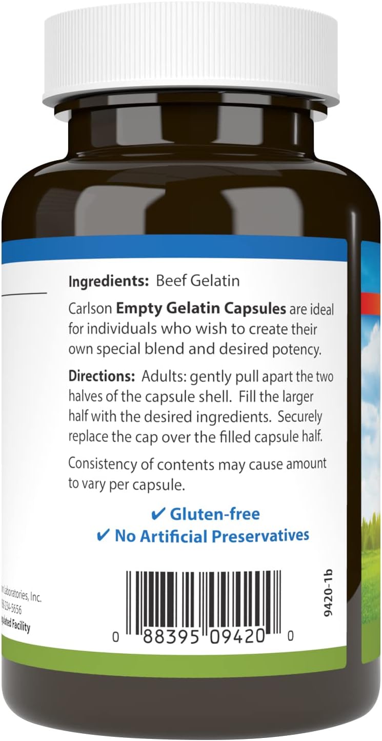 Carlson Empty Gelatin Capsules, Size #0, 150 Count - görsel 3