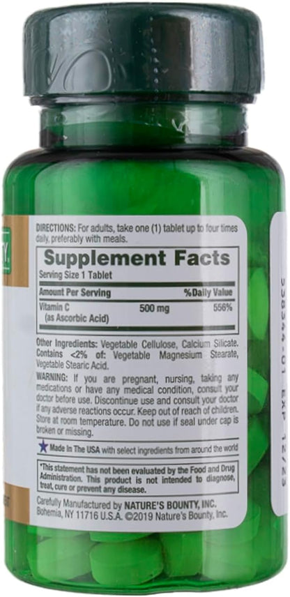 Nature's Bounty Vitamin C 500mg Tablets, 100 Tablets