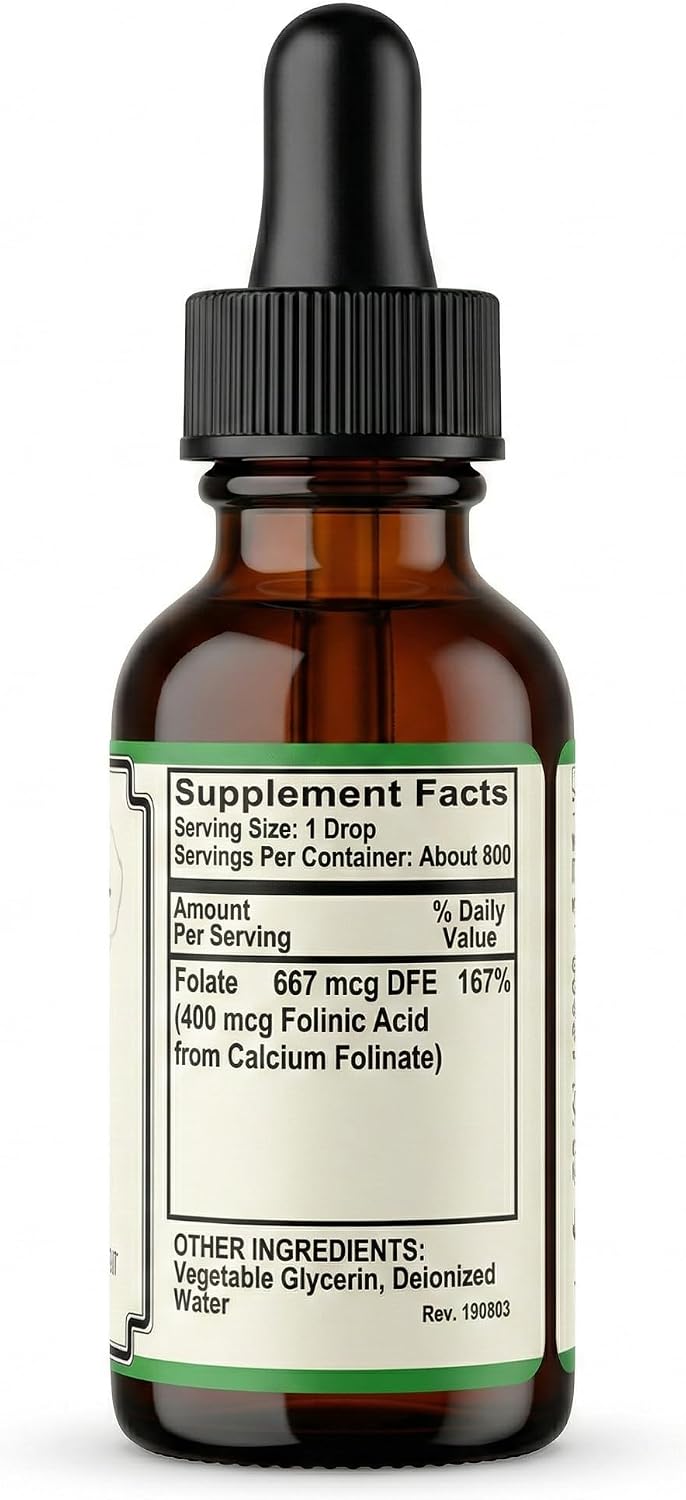 AlchePharma Folinic Acid Liquid - 667 mcg DFE (400 mcg Folinic Acid), 800 Servings - görsel 4