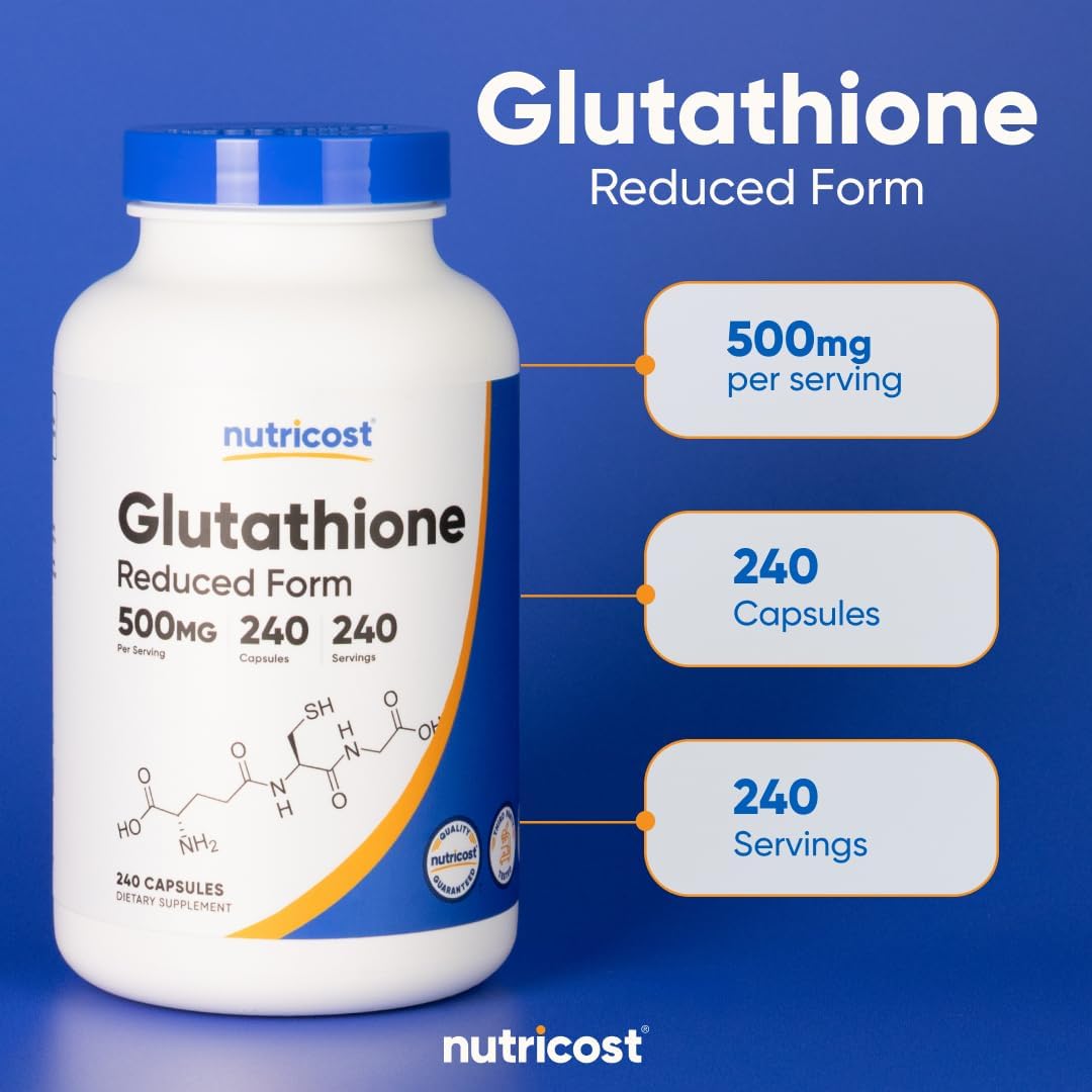 Nutricost Glutathione Capsules 500mg, 240 Capsules - görsel 6