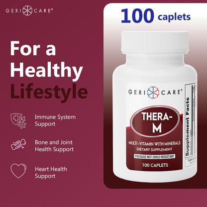 GeriCare Thera M Multivitamin Caplets, 100 Count (Pack of 2)