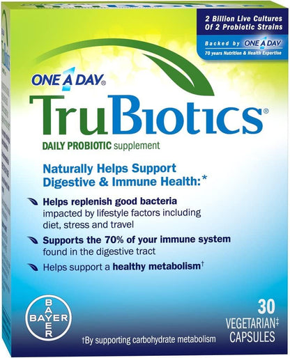 TruBiotics Daily Probiotic, 30 Capsules - Gluten-free, Soya Free Digestive and Immune Health Support Supplement for Men and Women