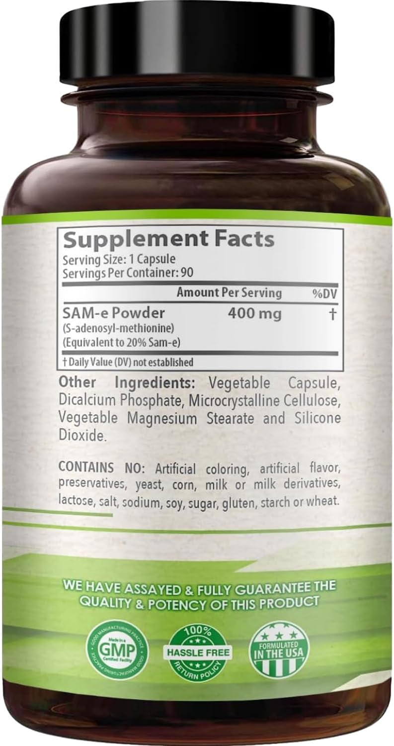HealthyWayRx SAM-e 400mg Capsules - S-Adenosylmethionine Supplement for Brain, Liver and Mood Support (90 Count) - görsel 3