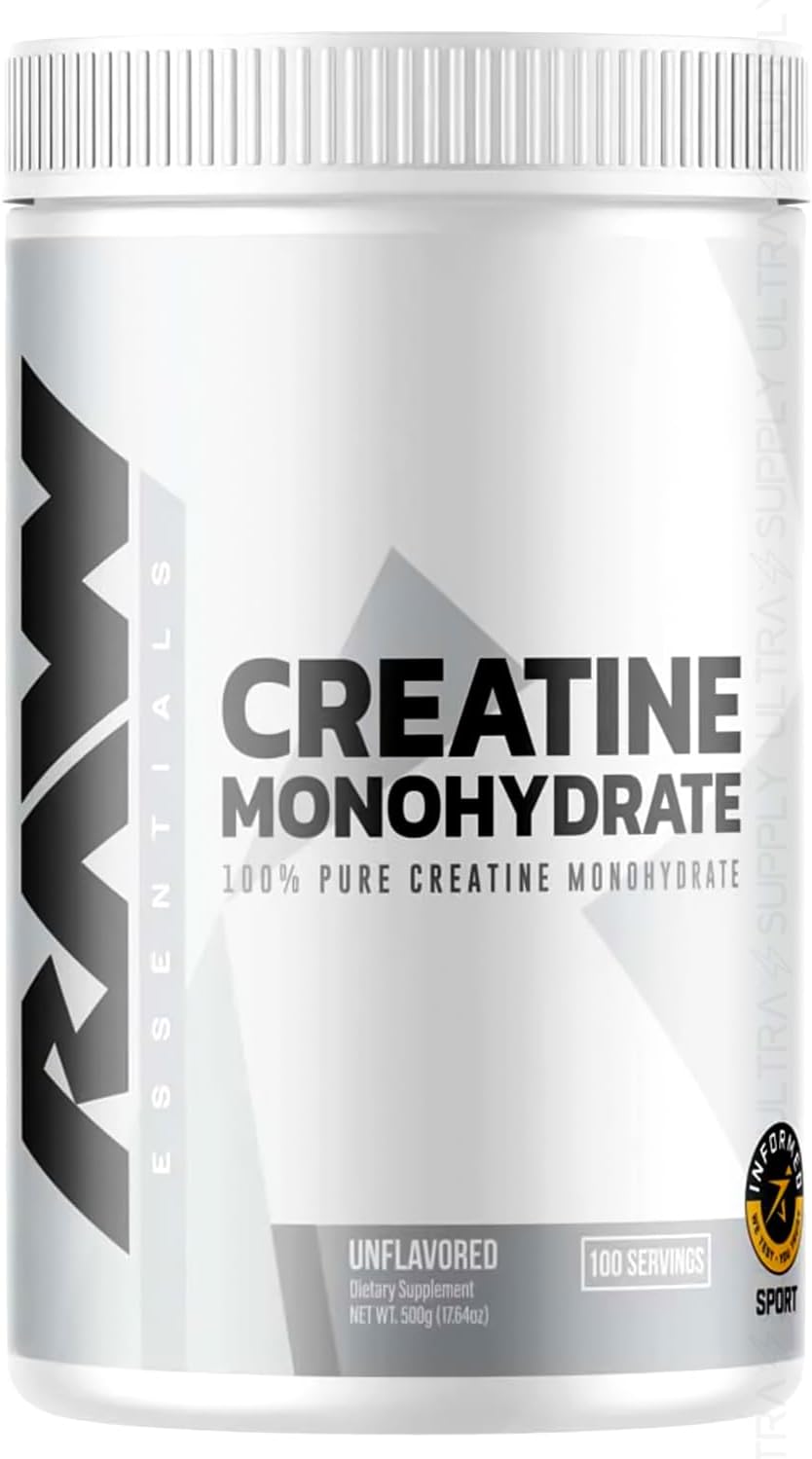 Raw Creatine Monohydrate Powder, 100 Servings, Unflavoured, 510g – Micronised Creatine for Muscle Strength, Recovery & Performance - görsel 1