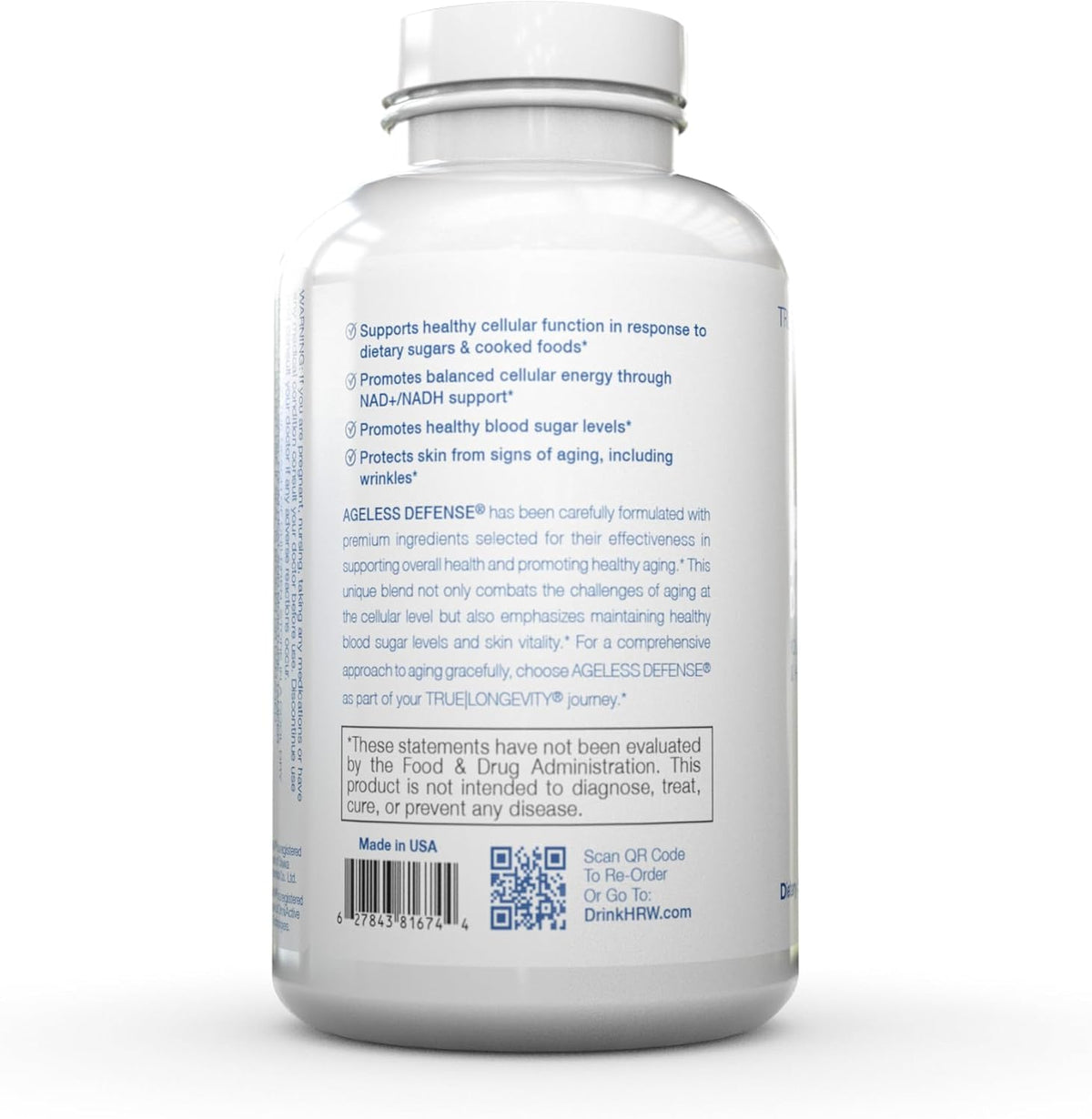 DRINK HRW AGELess Defence Ultimate Formulation – Supports Inhibition of Advanced Glycation End Products, Promotes Youthfulness (120 Tablets) - görsel 3