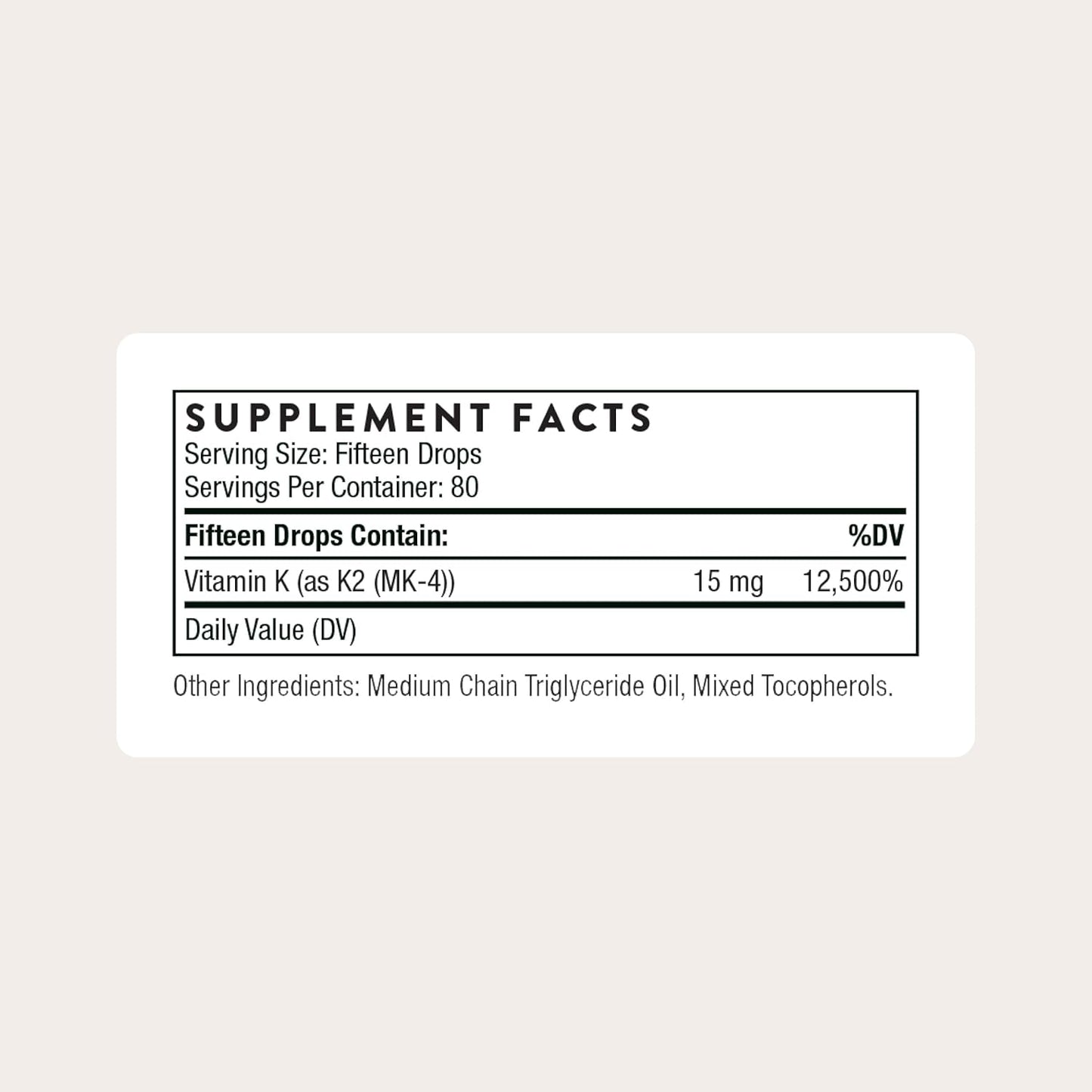 THORNE Vitamin K2 (as MK-4) Liquid Food Supplement - Concentrated Drops for Bone, Heart and Blood Vessel Health - görsel 2