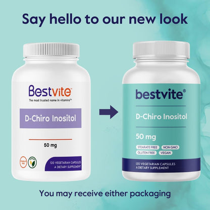 BESTVITE D-Chiro Inositol (120 Vegetarian Capsules) - No Stearates - Vegan - Non-GMO - Gluten-free