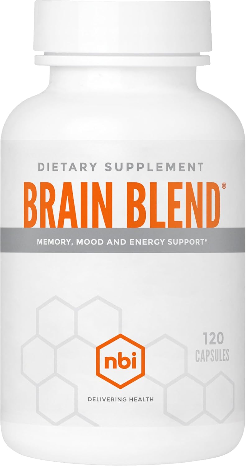 NBI Brain Blend for Memory, Focus, Concentration & Cognitive Function - Caffeine-Free Nootropic with ALCAR, Alpha Lipoic Acid, Huperzine A, Turmeric - 120 Capsules - görsel 1